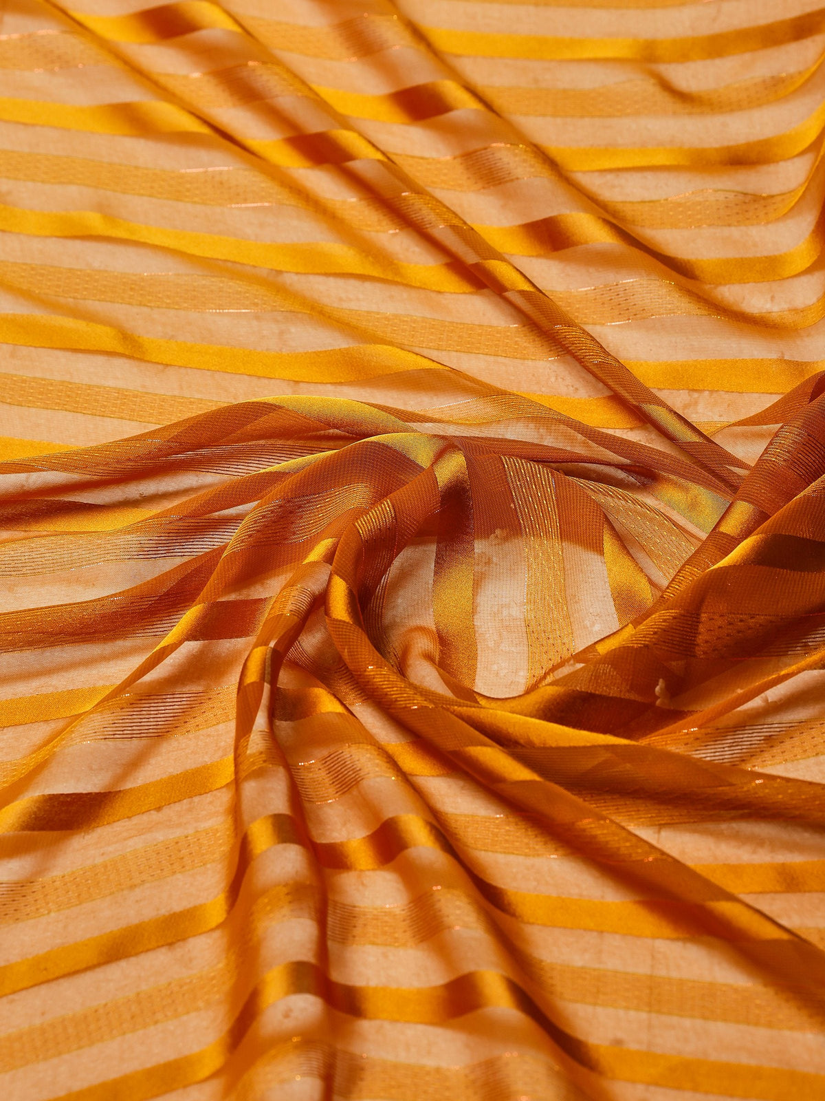 Mustard Embroidered Organza Saree