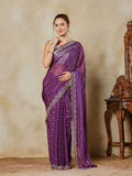 Purple Embroidered Organza Saree