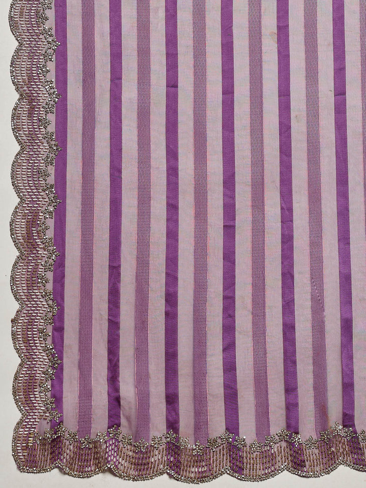 Purple Embroidered Organza Saree