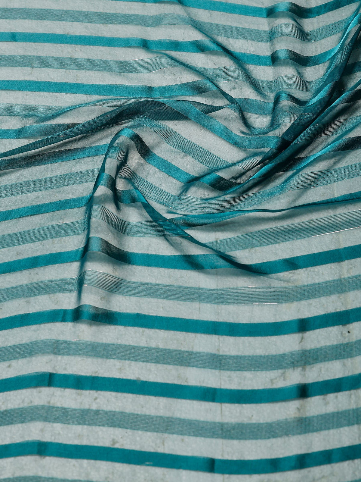 Teal Blue Embroidered Organza Saree