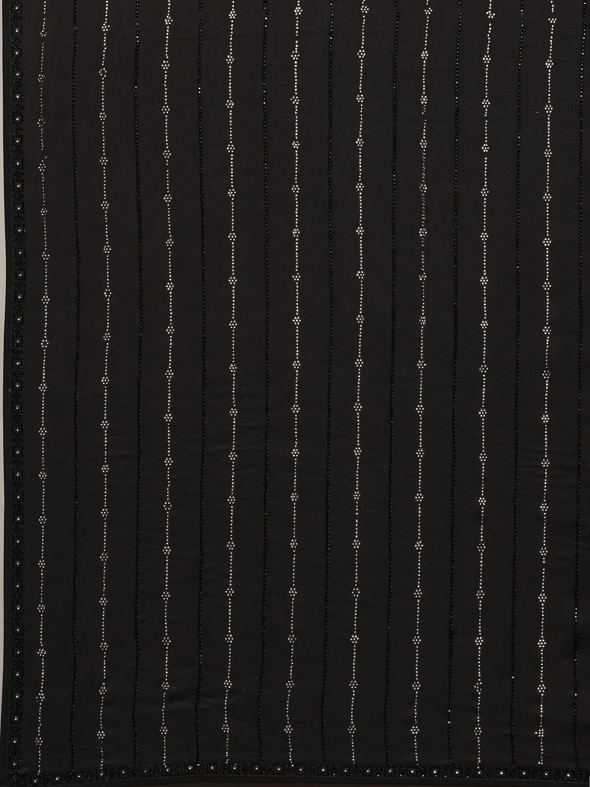 Black Printed Satin Saree