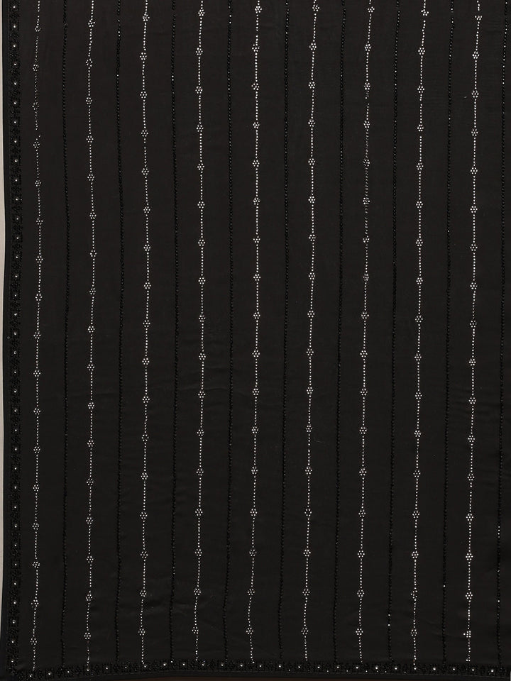 Black Printed Satin Saree