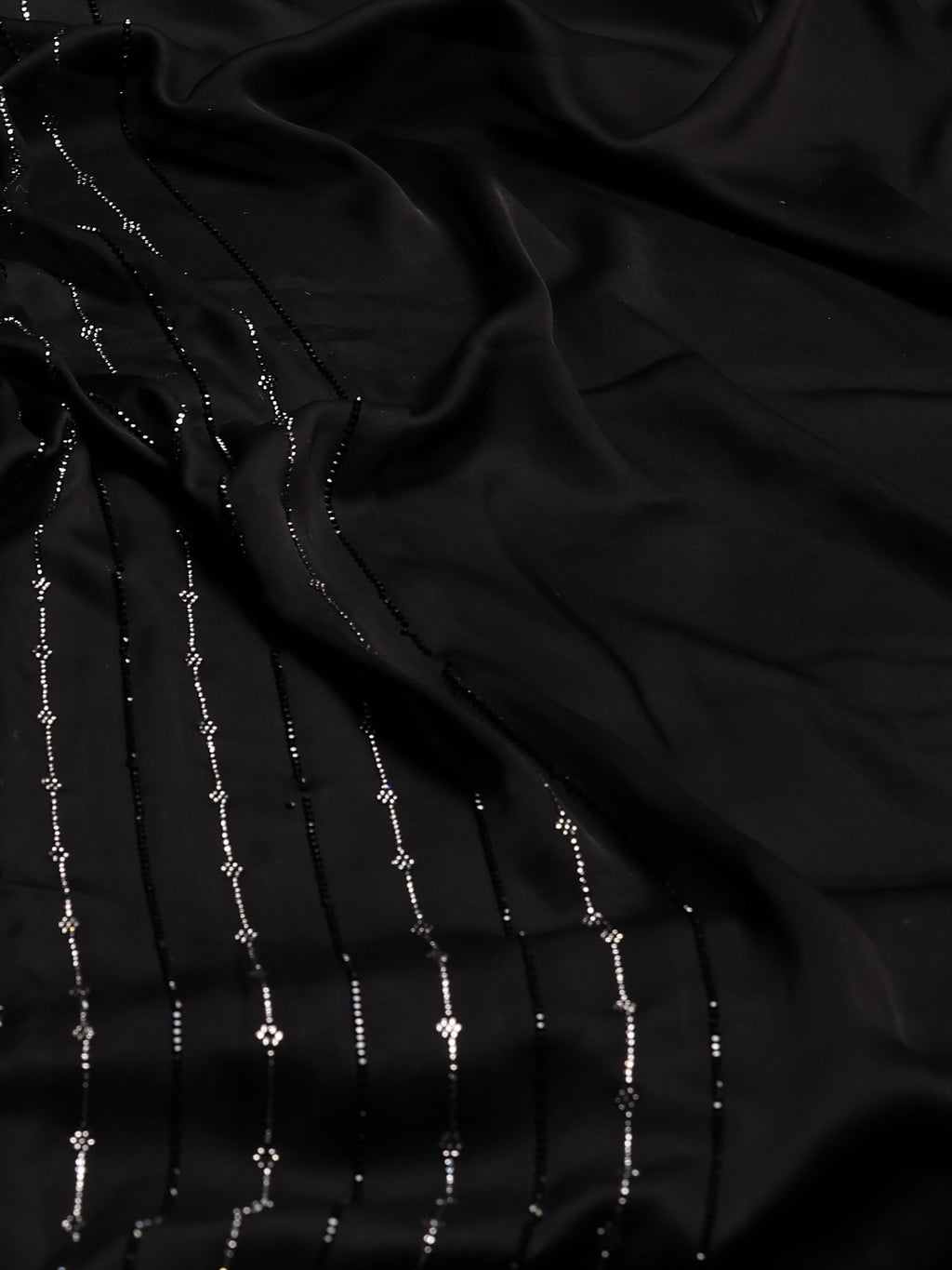 Black Printed Satin Saree