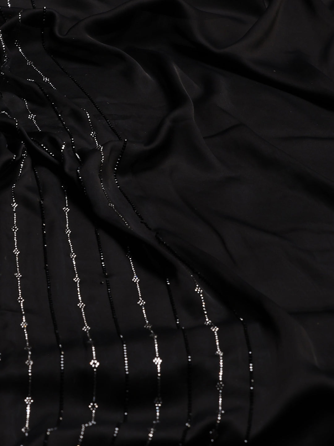 Black Printed Satin Saree