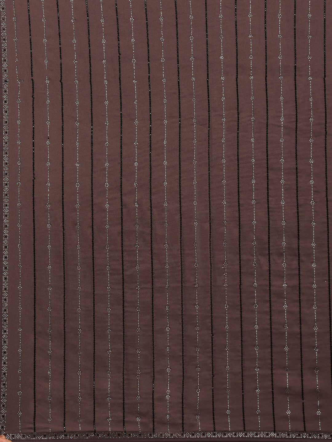 Brown Grey Printed Satin Saree