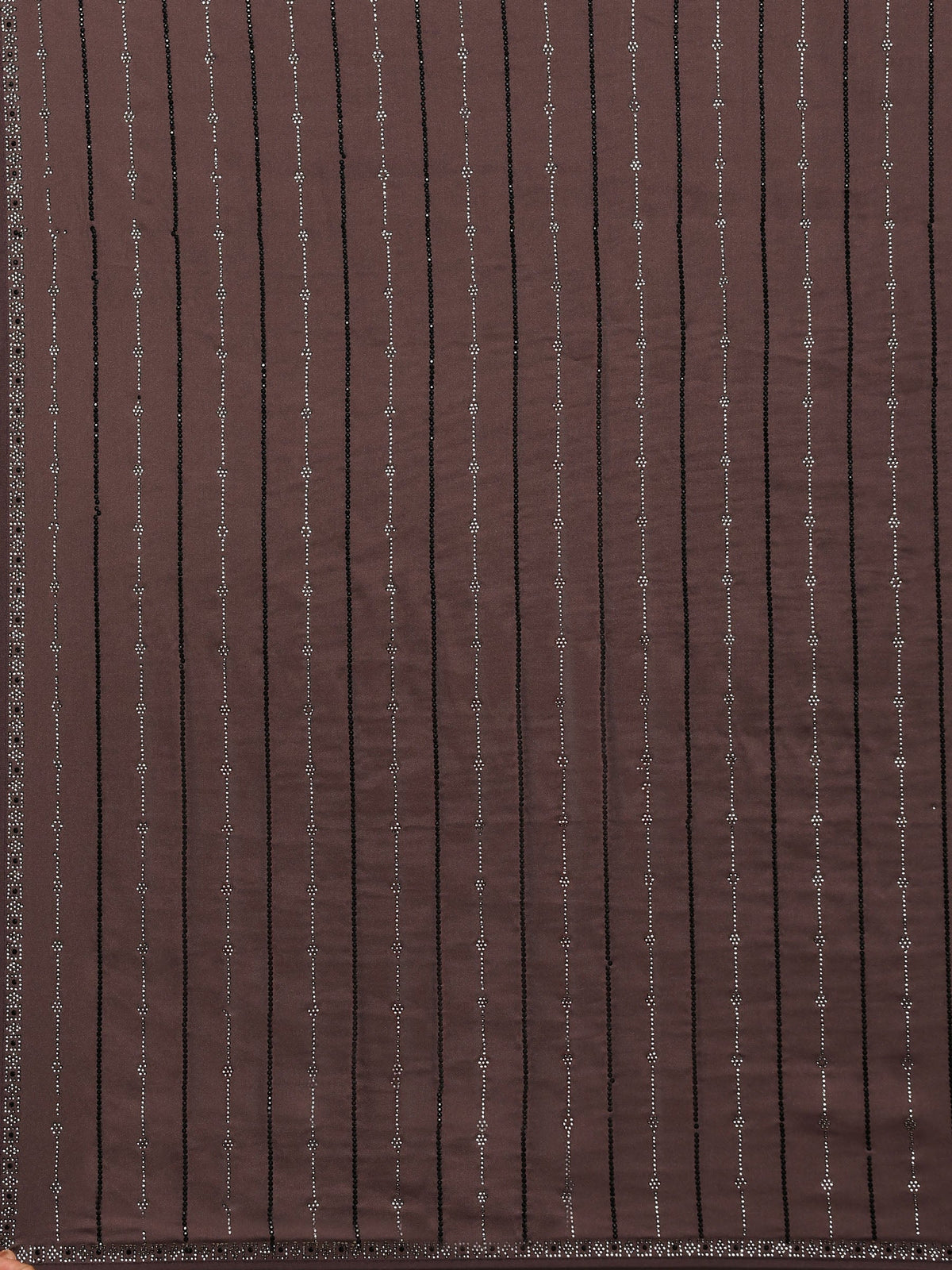 Brown Grey Printed Satin Saree