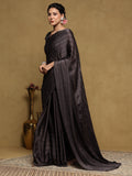 Grey Printed Satin Saree