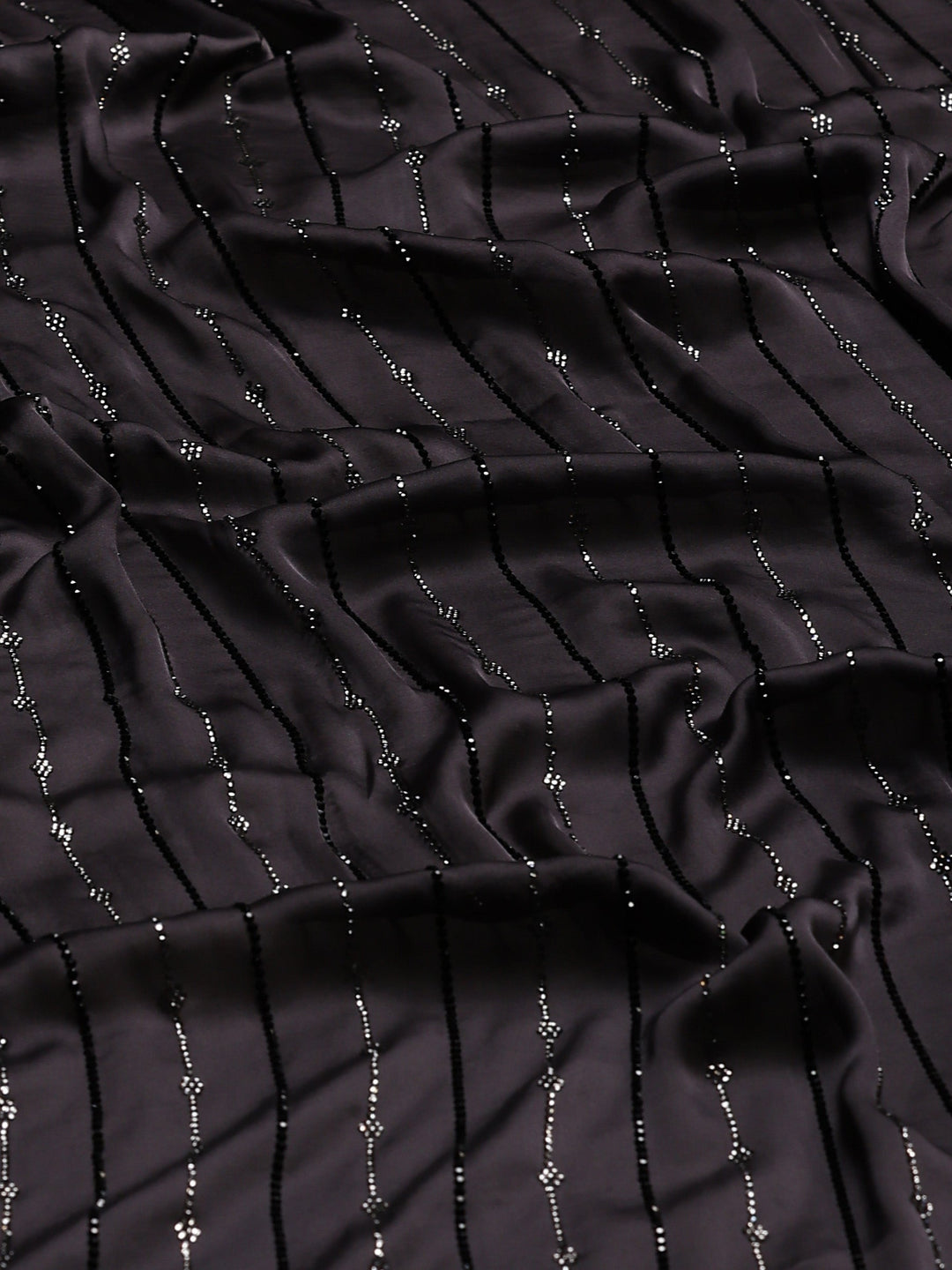 Grey Printed Satin Saree