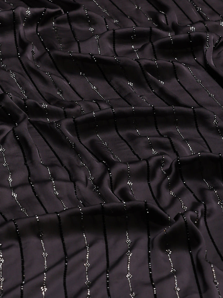 Grey Printed Satin Saree