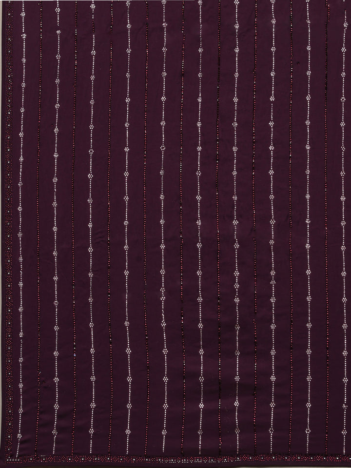 Purple Printed Satin Saree