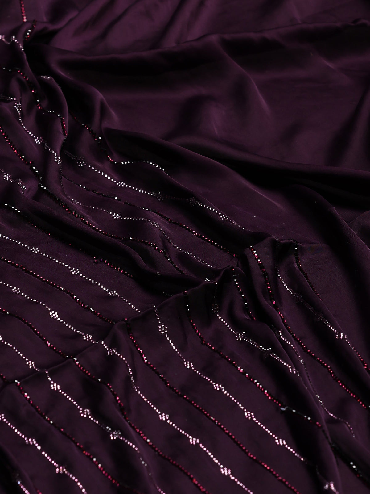 Purple Printed Satin Saree