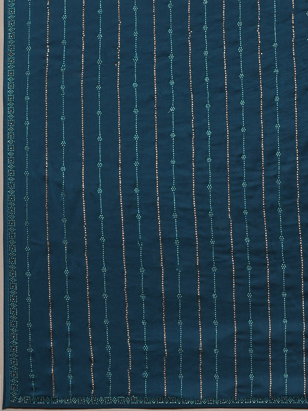 Teal Blue Printed Satin Saree