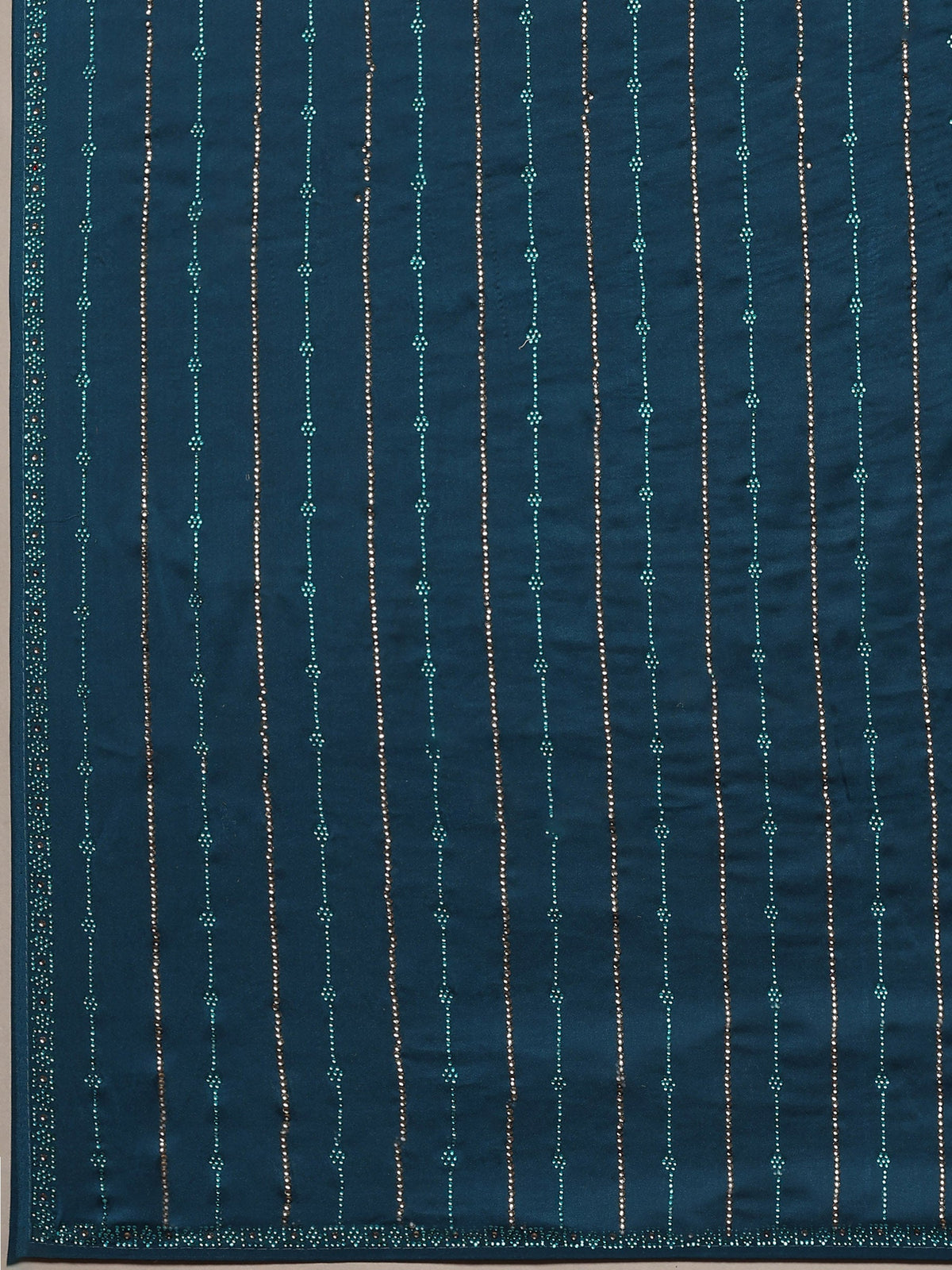 Teal Blue Printed Satin Saree