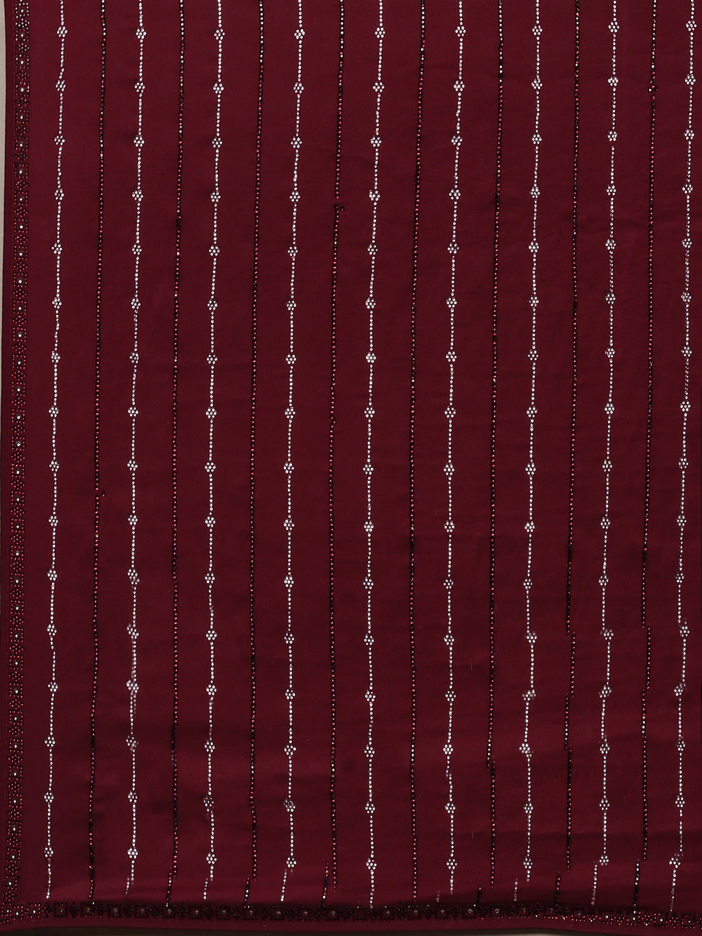 Wine Printed Satin Saree