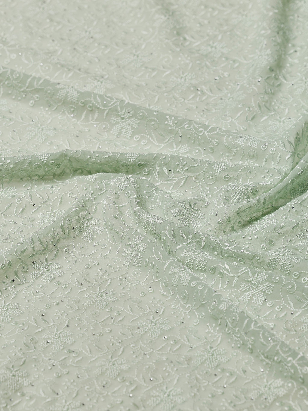 Sea Green Embroidered Georgette Saree