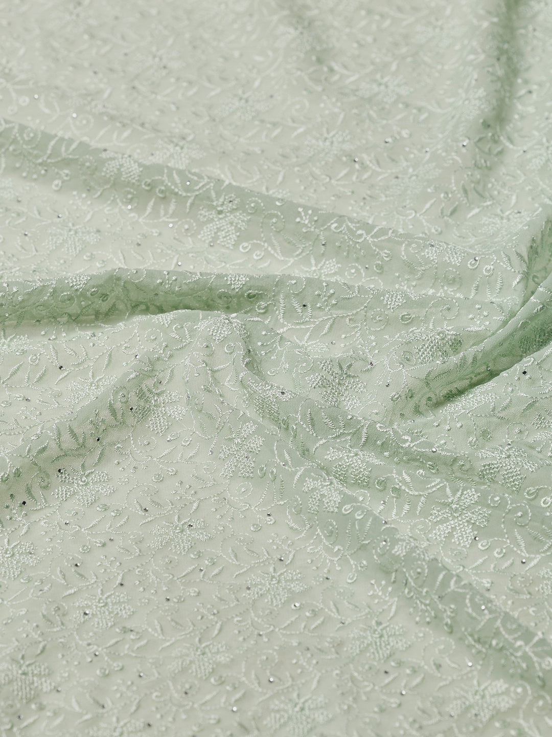Sea Green Embroidered Georgette Saree