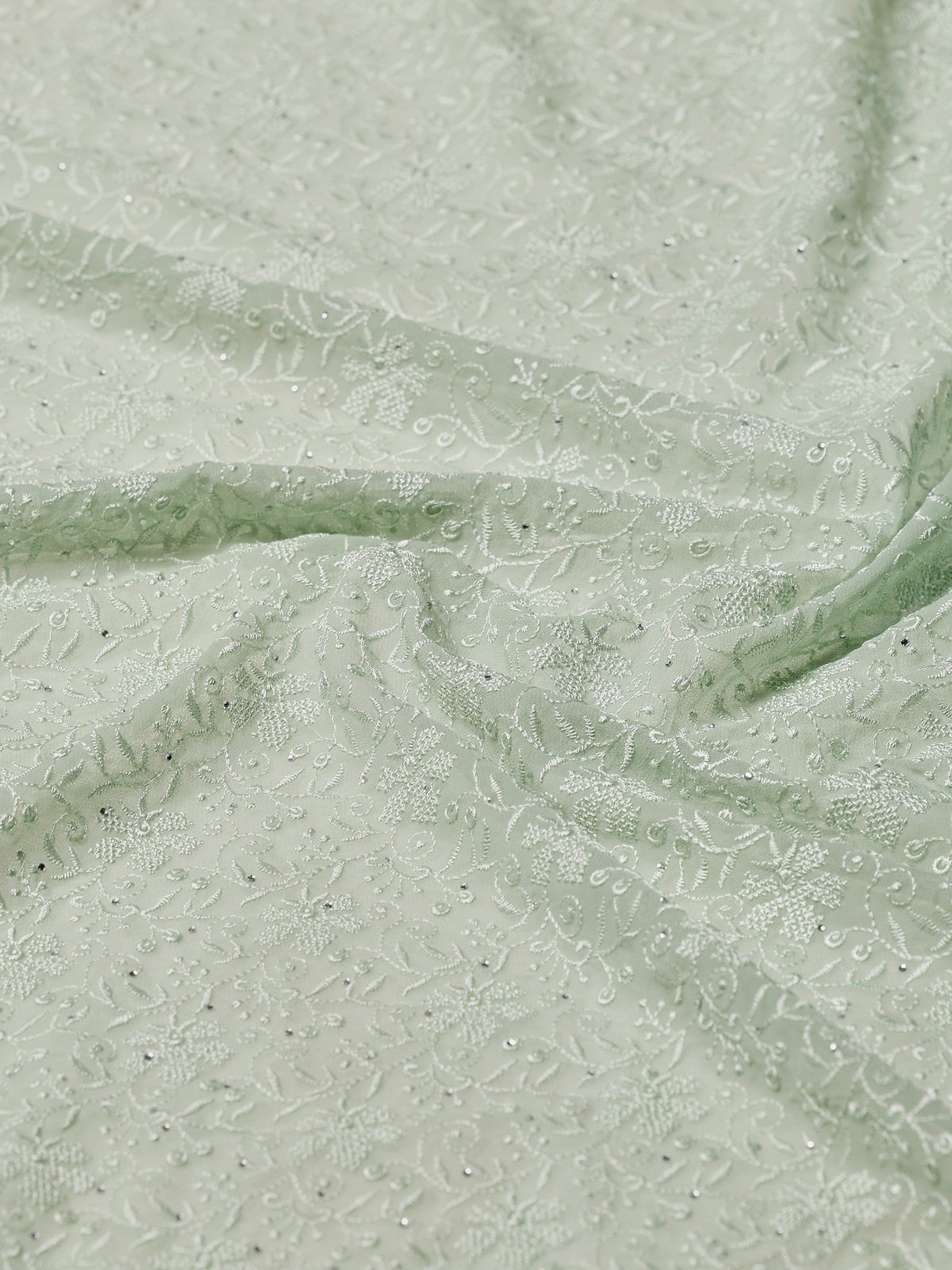 Sea Green Embroidered Georgette Saree