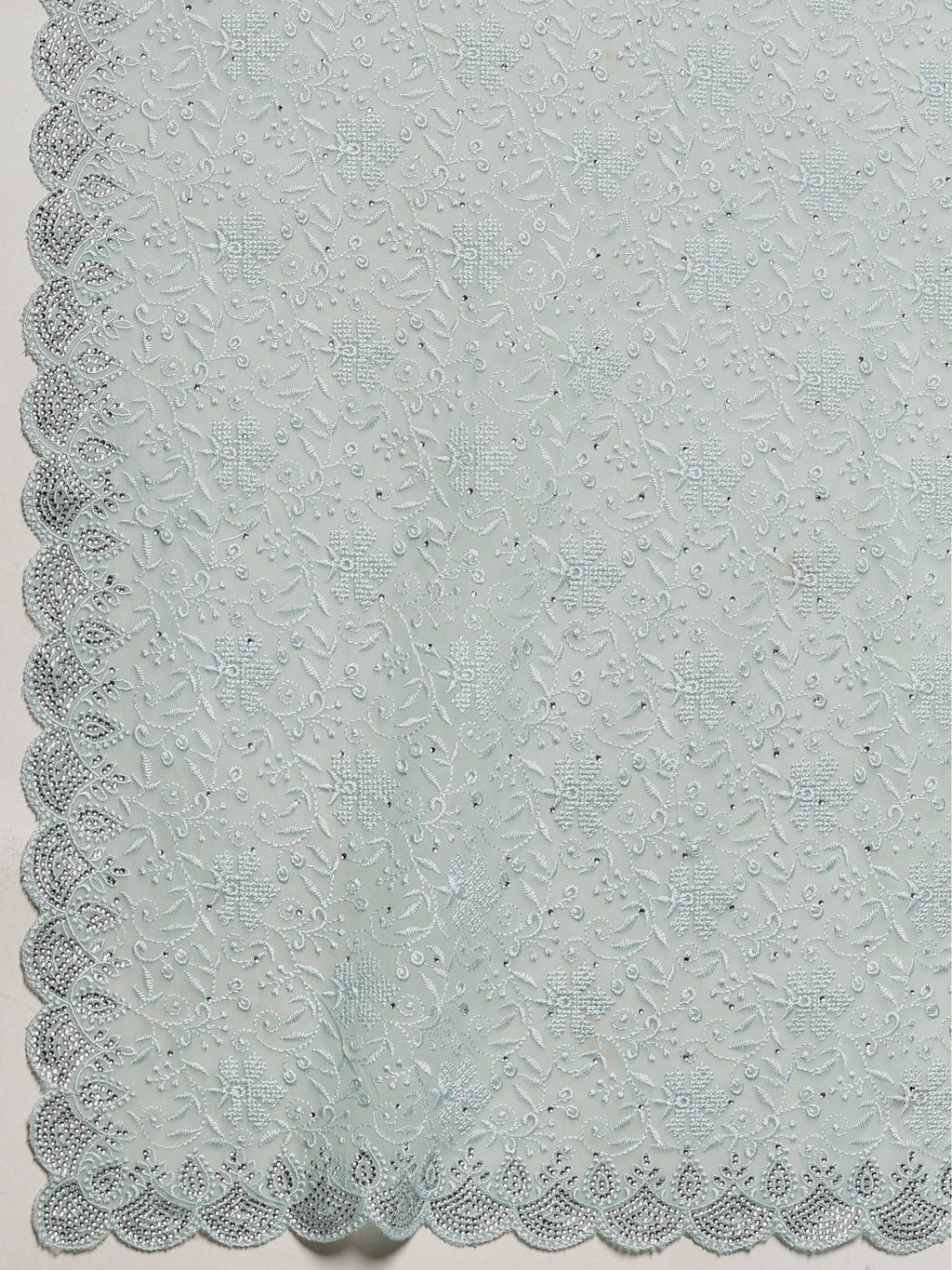 Sky Blue Embroidered Georgette Saree