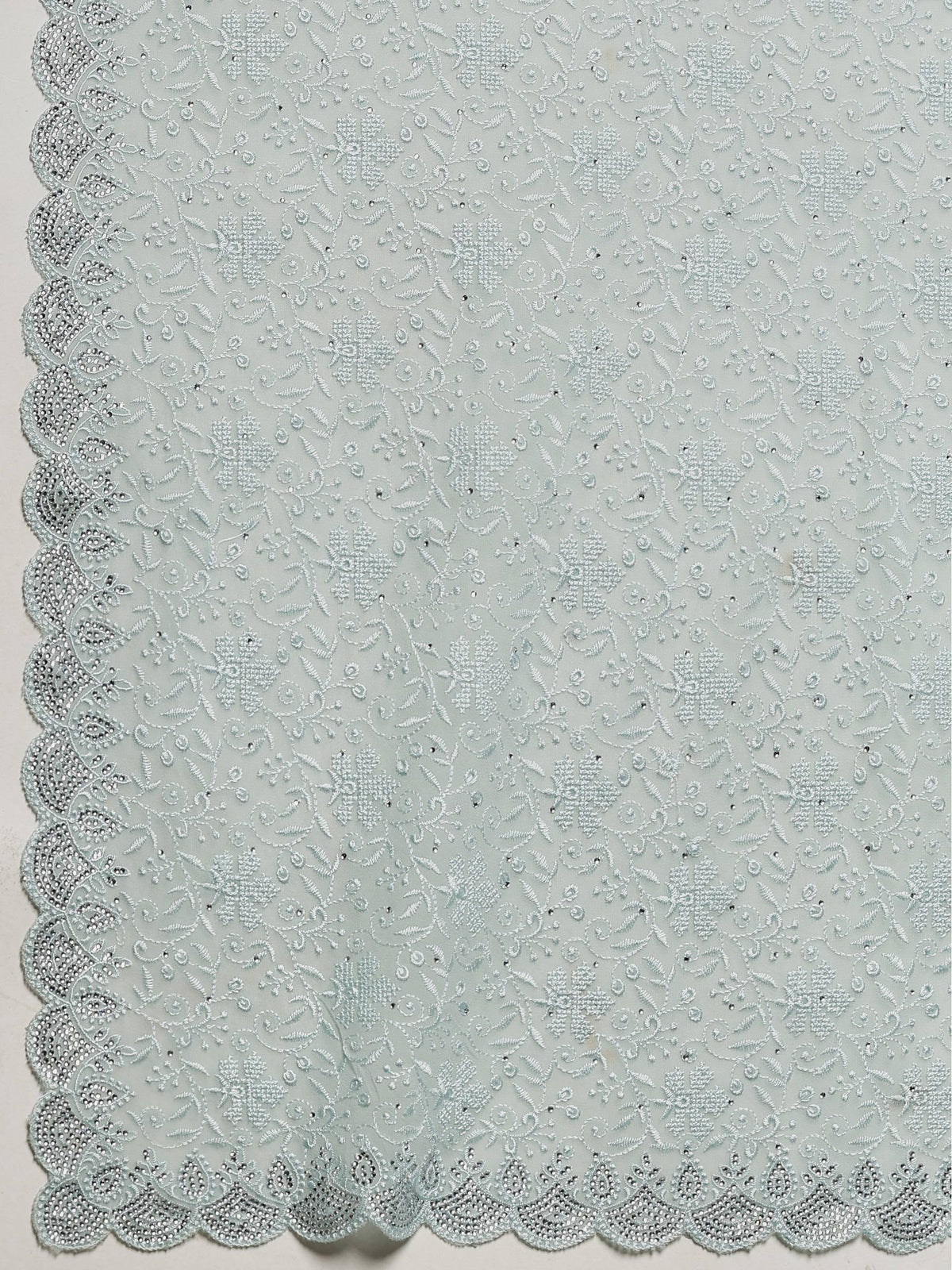 Sky Blue Embroidered Georgette Saree