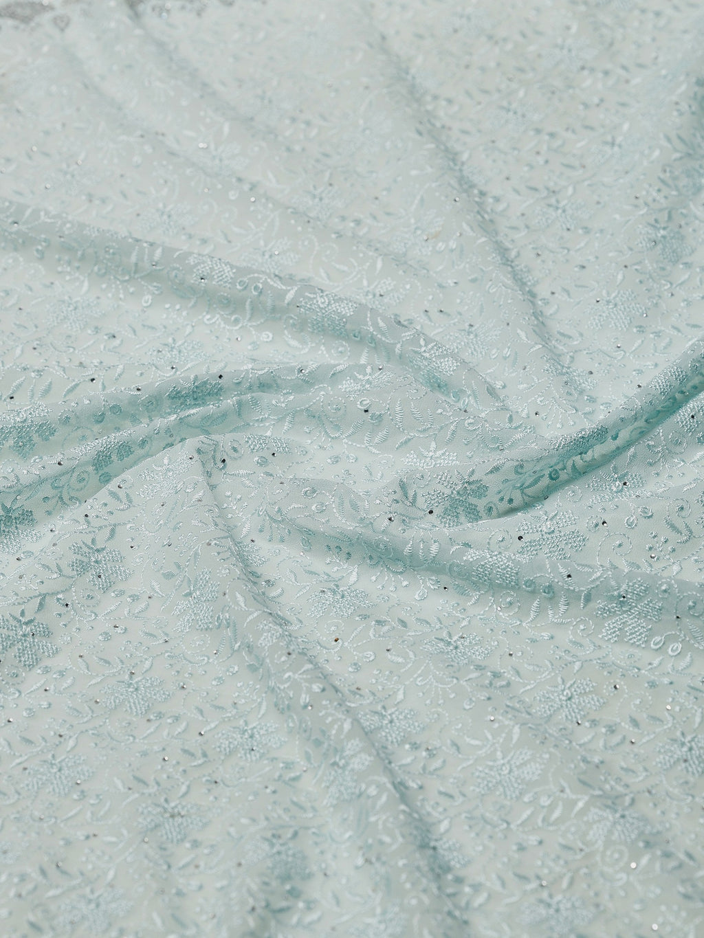 Sky Blue Embroidered Georgette Saree
