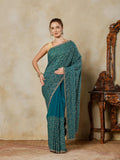 Green Embroidered Georgette Saree