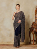 Navy Blue Embroidered Georgette Saree