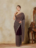 Purple Embroidered Georgette Saree