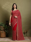 Rani Embroidered Georgette Saree
