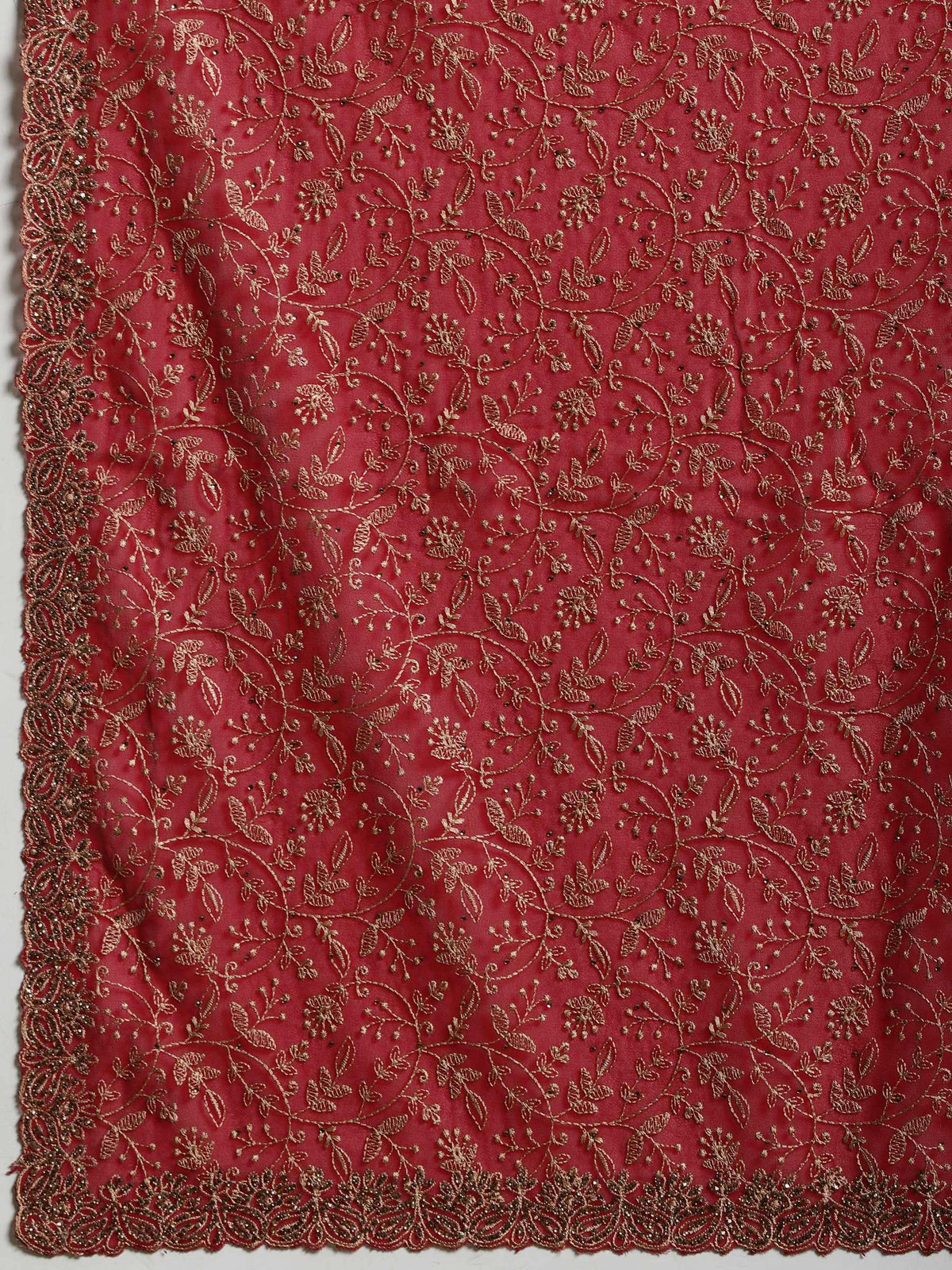 Rani Embroidered Georgette Saree