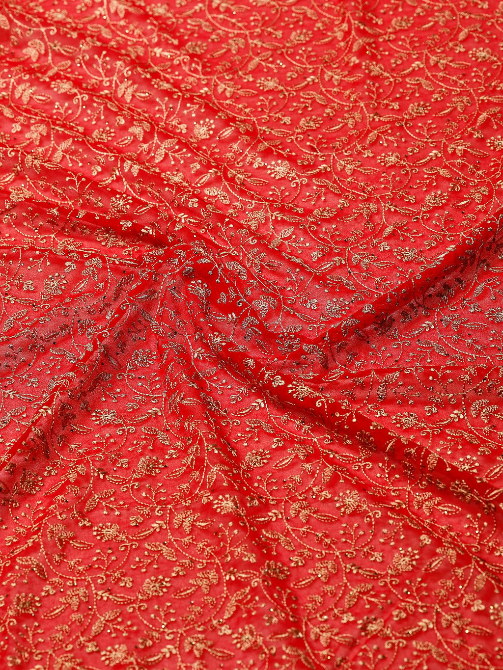 Red Embroidered Georgette Saree