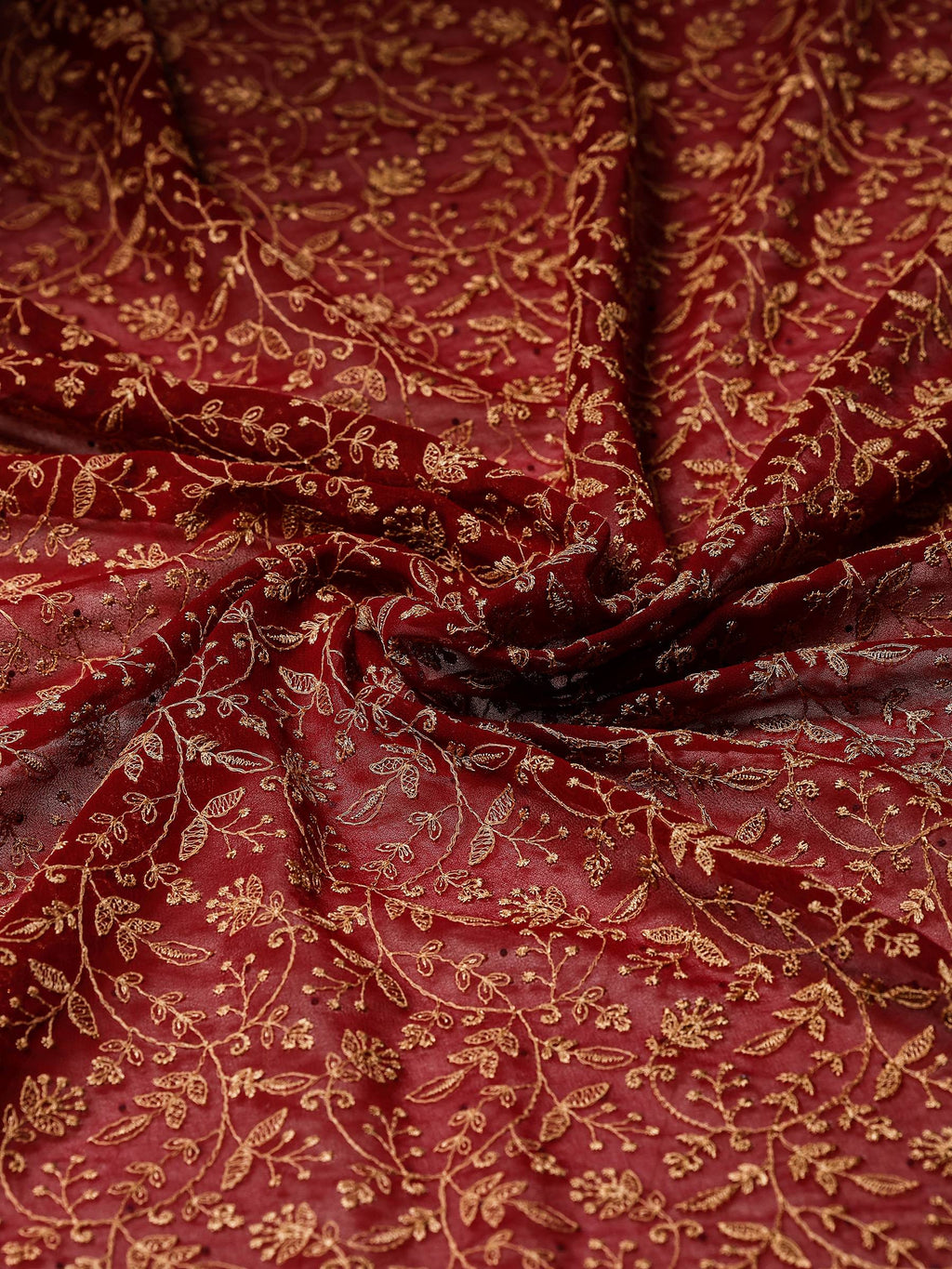 Wine Embroidered Georgette Saree