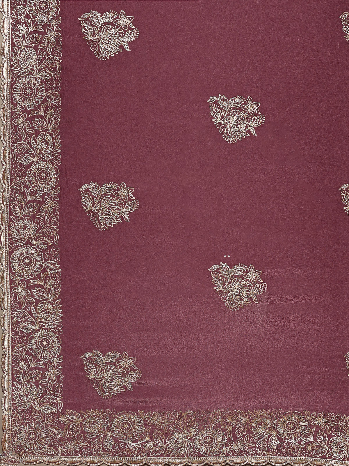 Lavender Embroidered Organza Saree