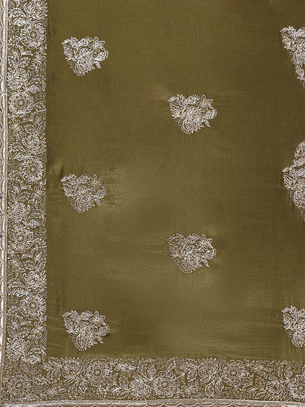 Mehndi Embroidered Organza Saree