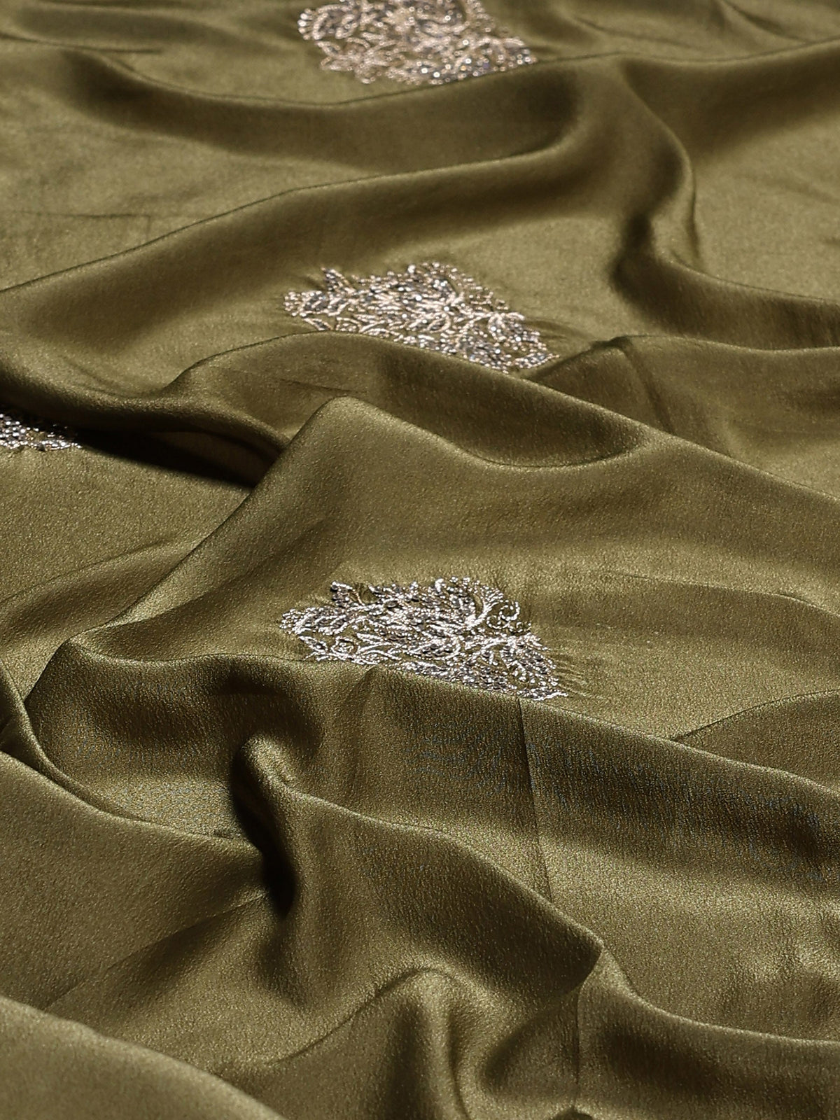 Mehndi Embroidered Organza Saree