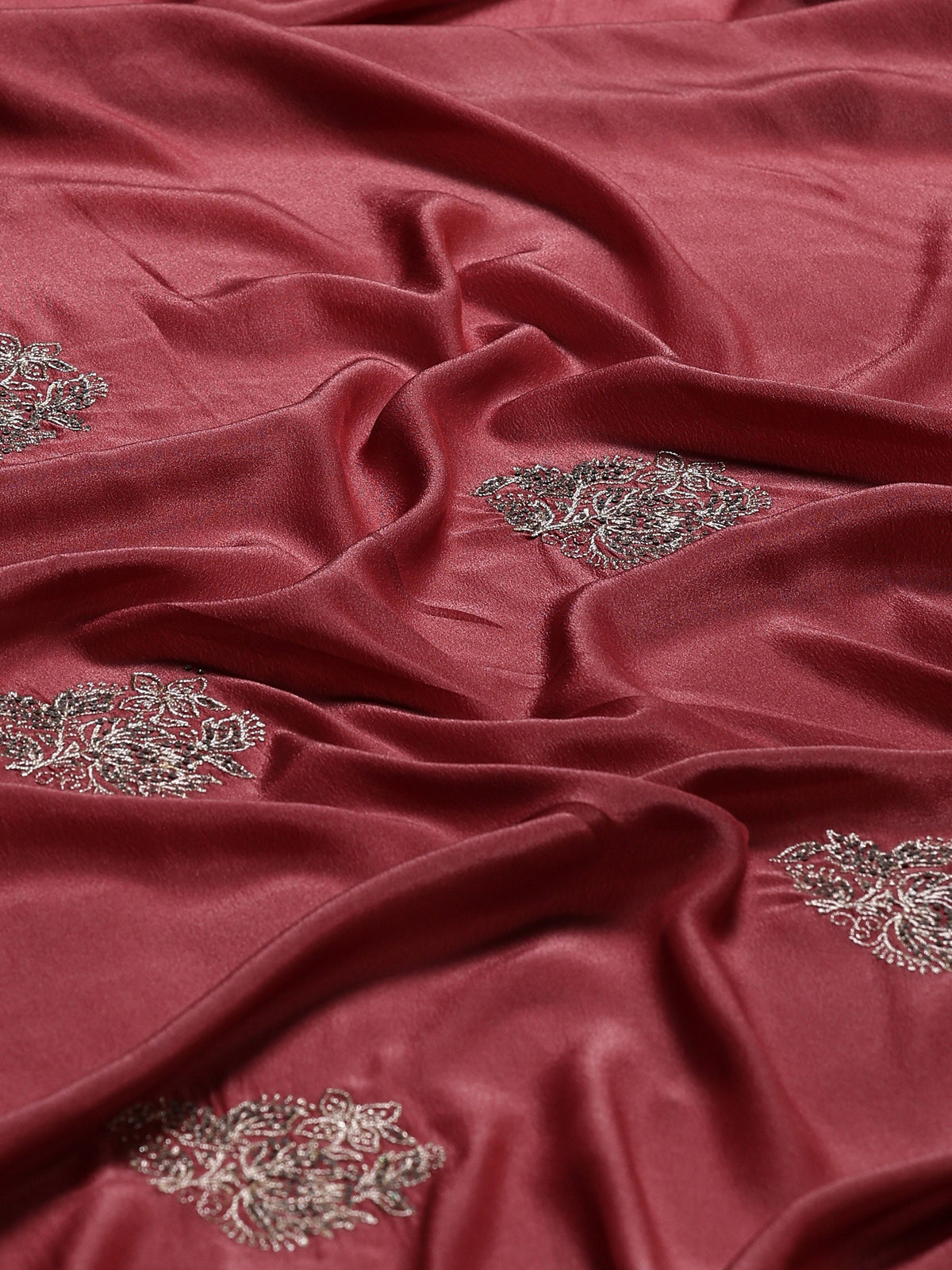 Onion Pink Embroidered Organza Saree