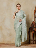 Aqua Green Embroidered Georgette Saree