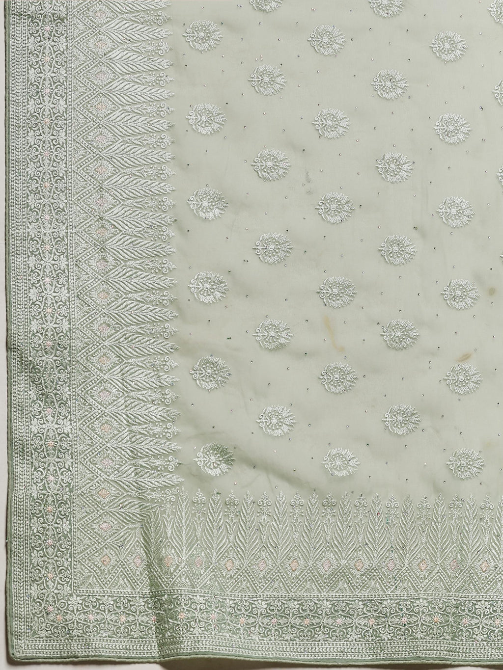 Aqua Green Embroidered Georgette Saree