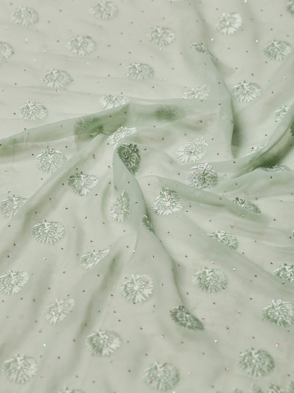 Aqua Green Embroidered Georgette Saree