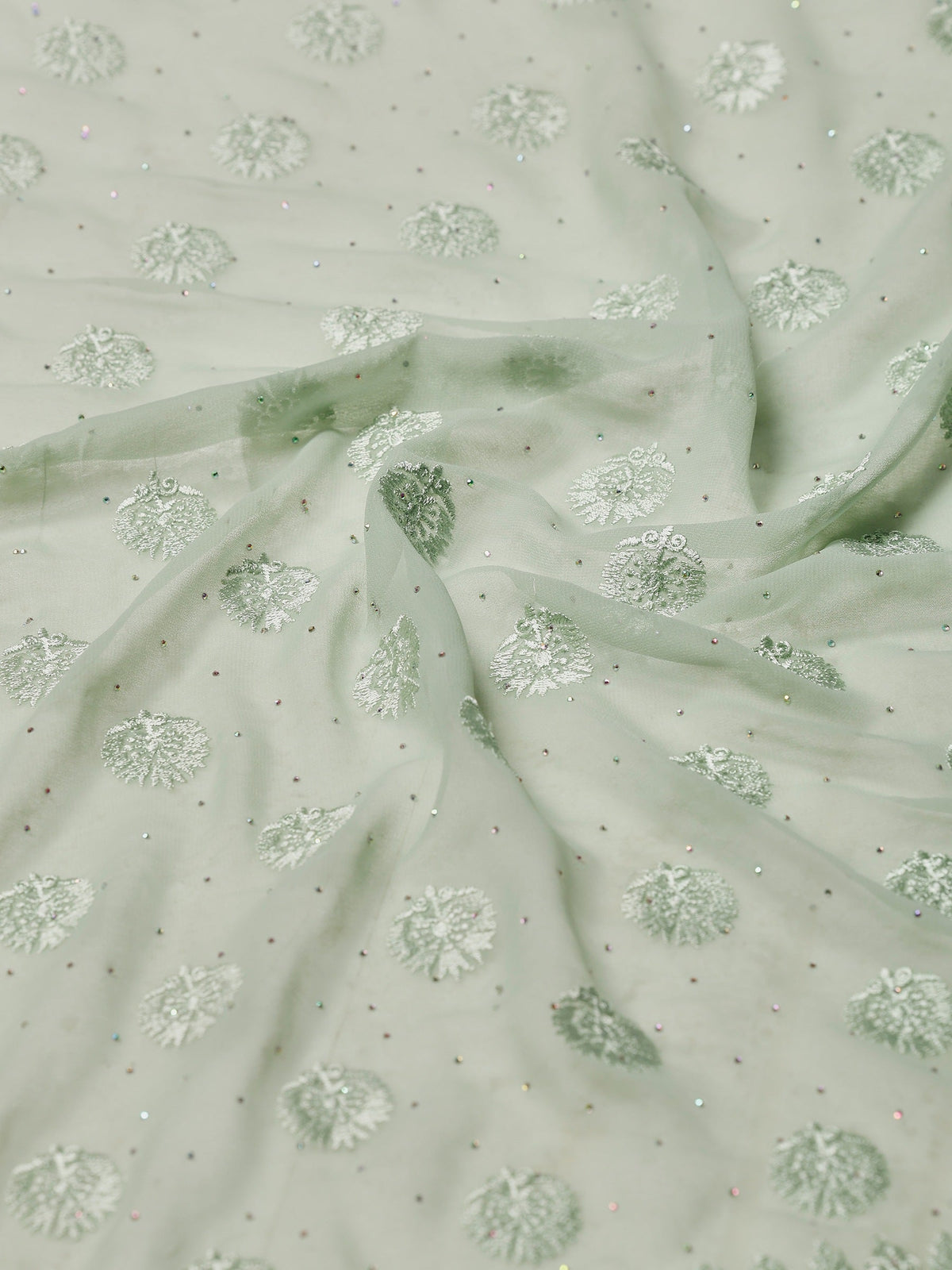 Aqua Green Embroidered Georgette Saree