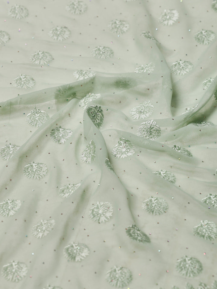 Aqua Green Embroidered Georgette Saree