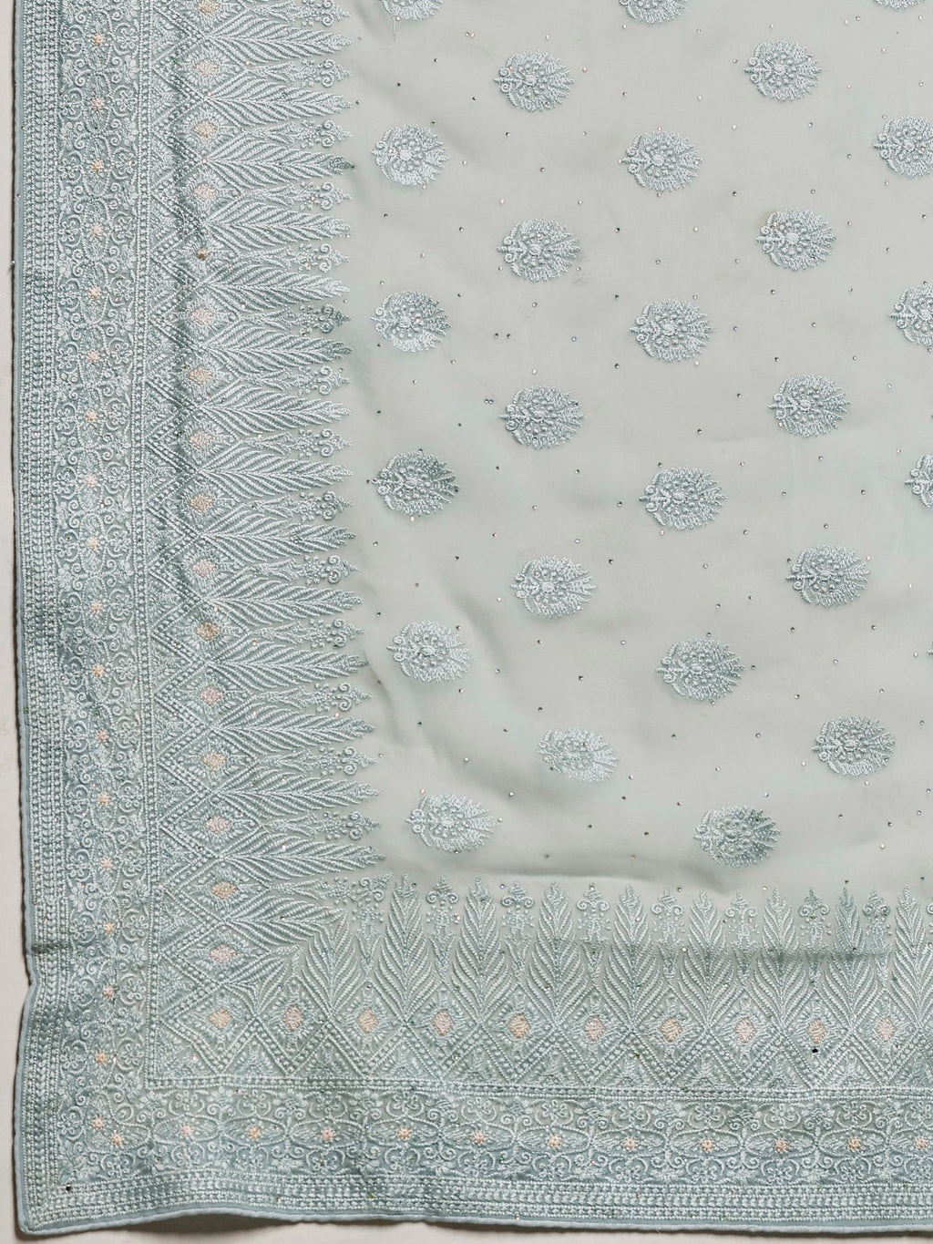 Sky Blue Embroidered Georgette Saree