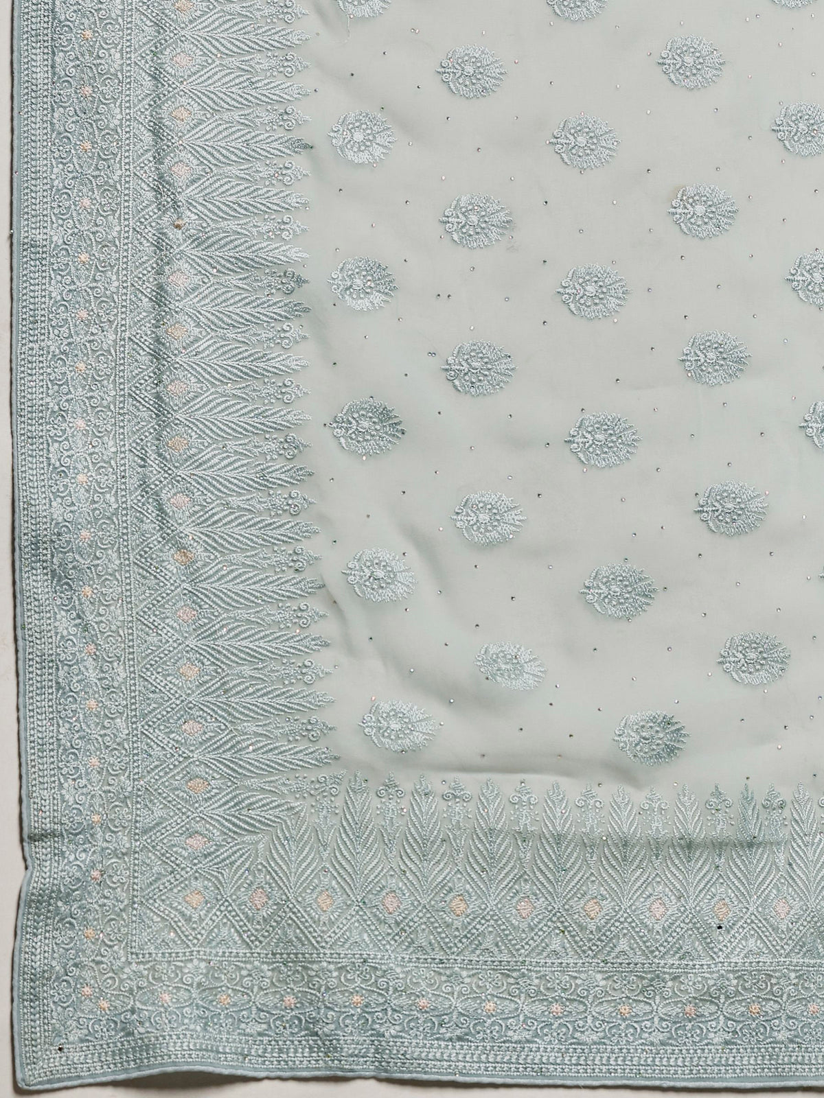 Sky Blue Embroidered Georgette Saree