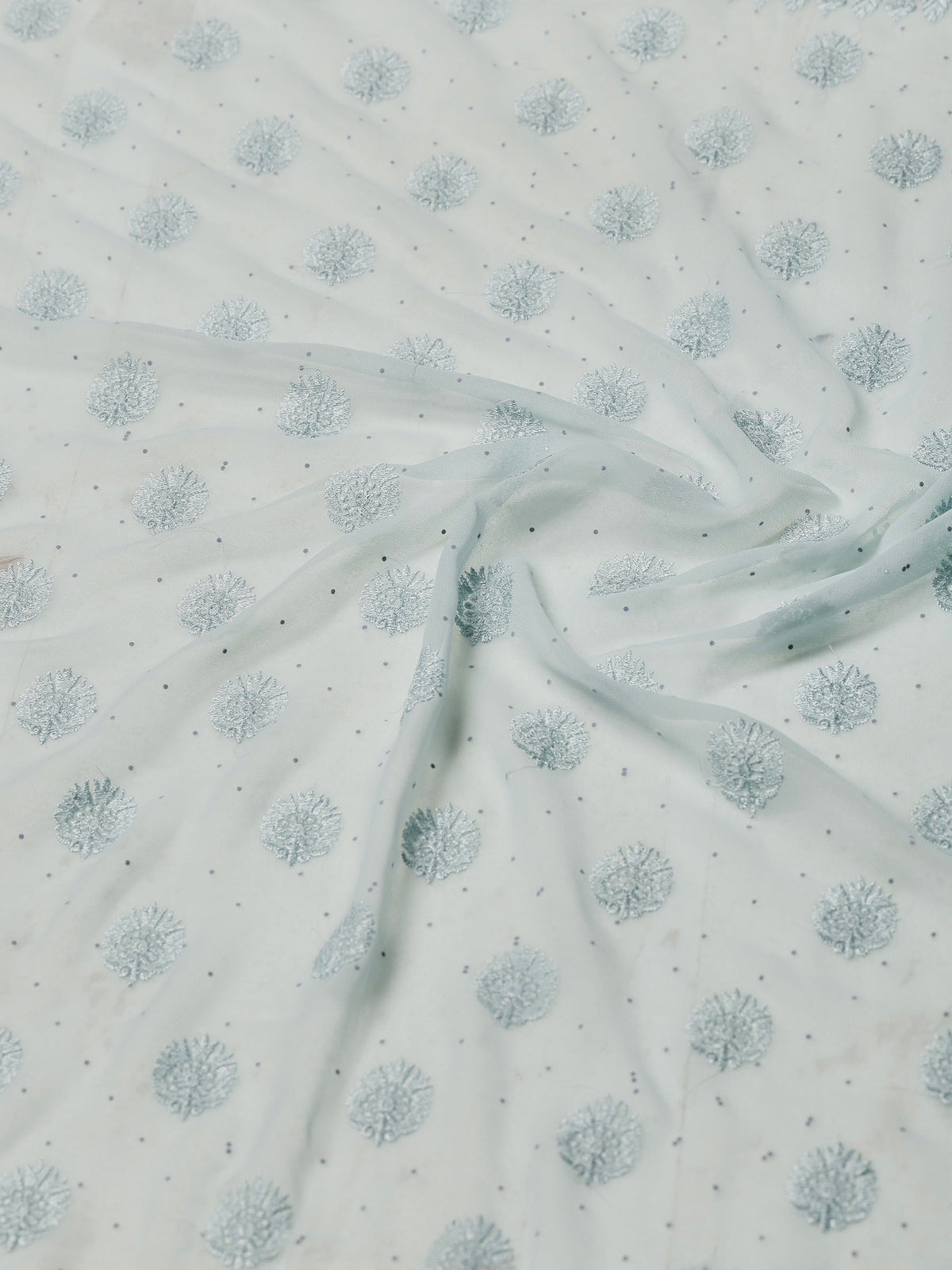 Sky Blue Embroidered Georgette Saree