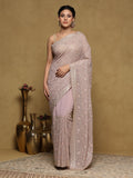 Lavender Embroidered Georgette Saree
