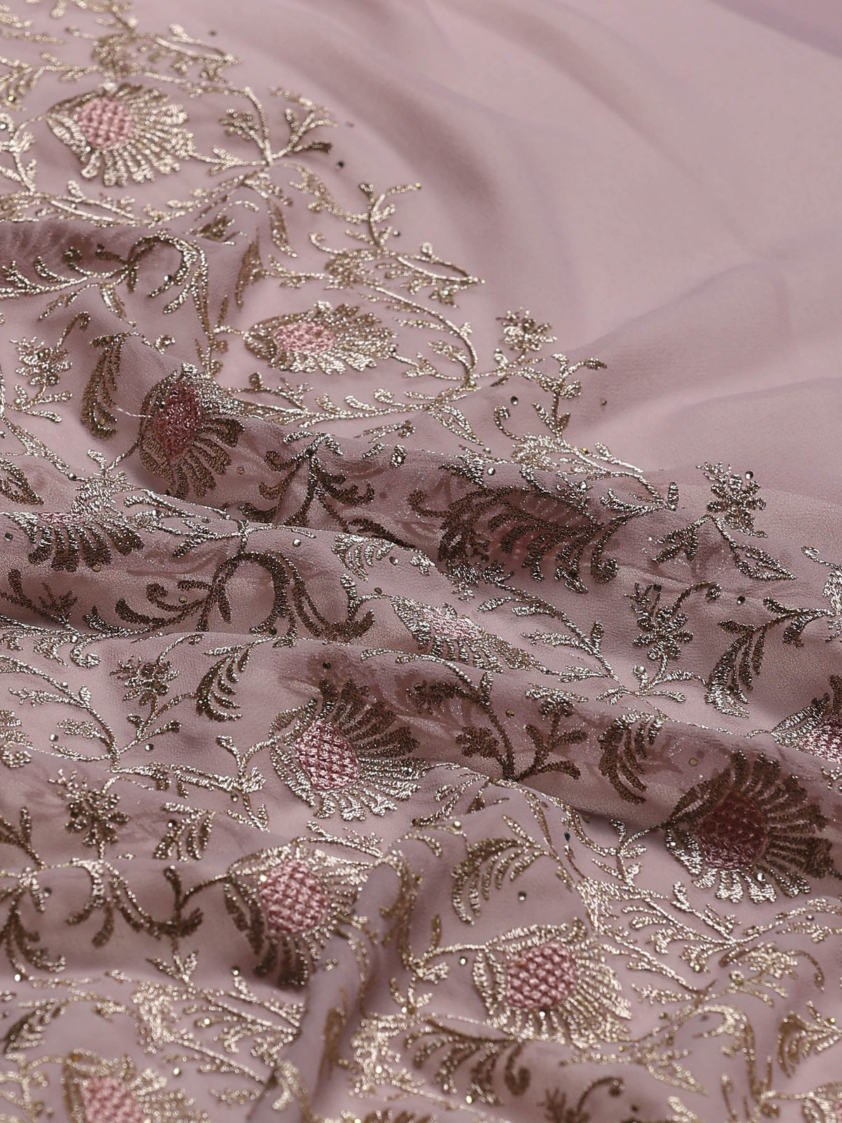 Lavender Embroidered Georgette Saree