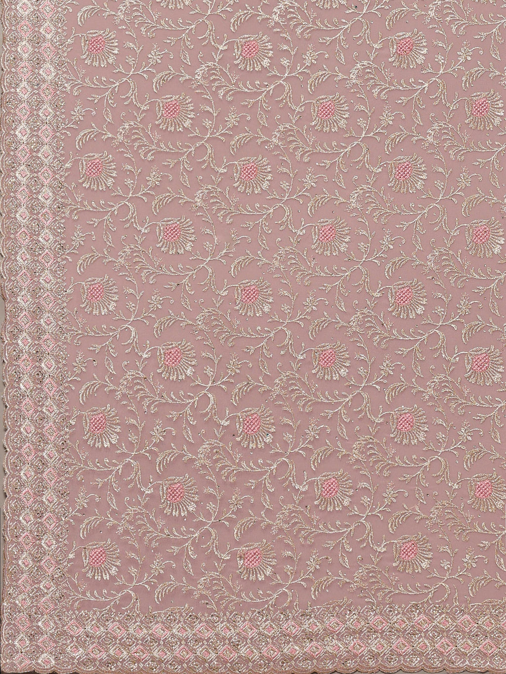 Pink Embroidered Georgette Saree