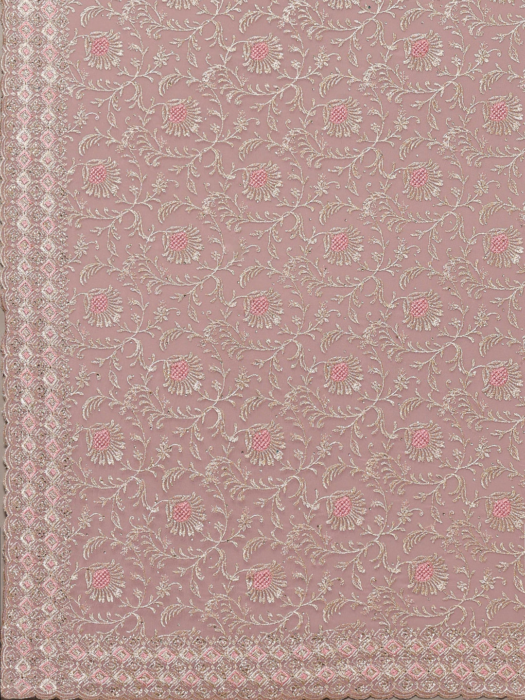 Pink Embroidered Georgette Saree
