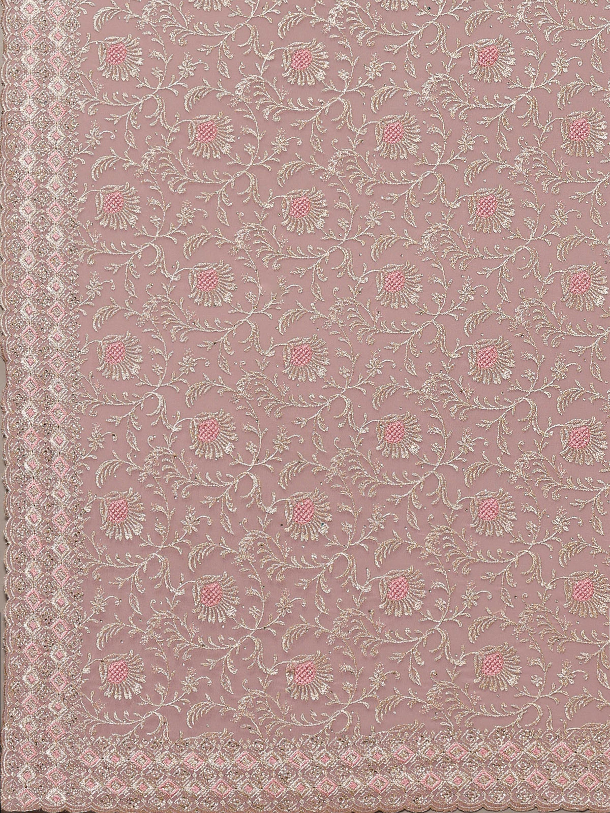 Pink Embroidered Georgette Saree