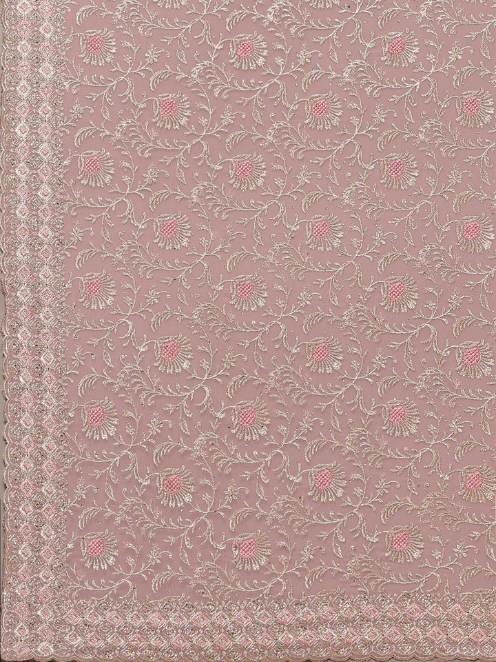 Pink Embroidered Georgette Saree
