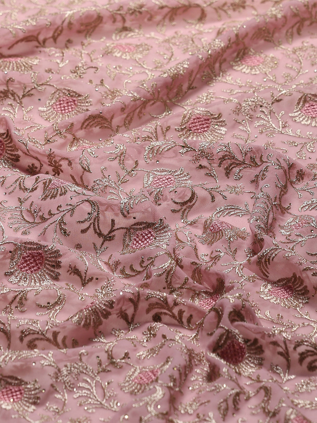 Pink Embroidered Georgette Saree